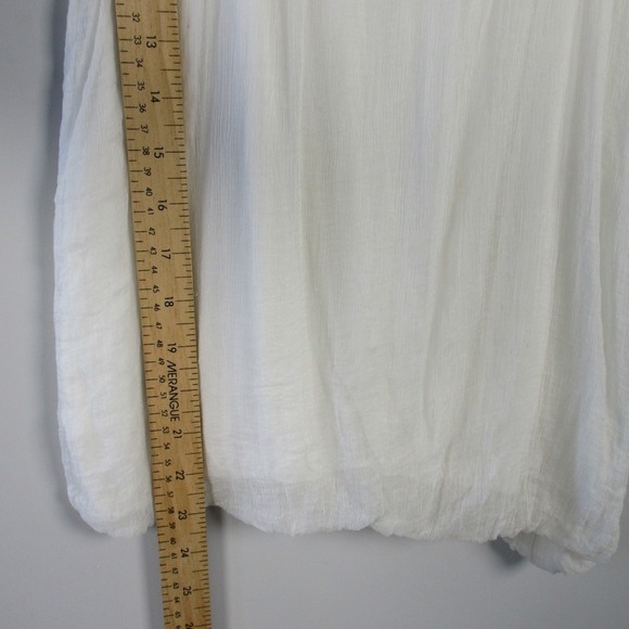 Ragazzi Italiani White S Top Blouse Cotton Silk Ruffle Rose Applique Silk 140 - Picture 12 of 12